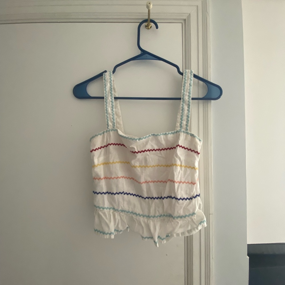 Forever 21 White Top with Zigzag Stripes